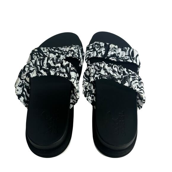 Sorel Women's Roaming Two Strap Slide Sandals Black White Size 8 - Picture 3 of 8